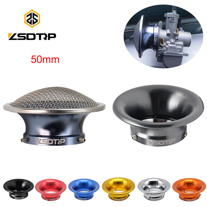 ZSDTRP 50Mm Moto Dimodifikasi Karburator Air Filter Piala Horn Piala dengan Mesh Net Sesuai PE PWK 21 24 26 28 30Mm Karburator