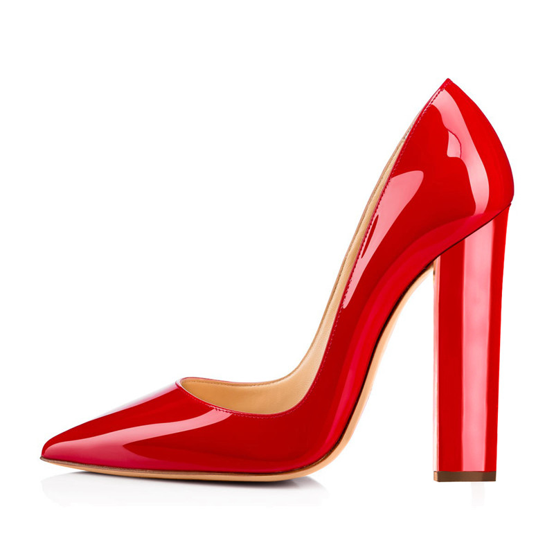 Zapatos de tacón grueso Richealnan para mujer, con punta, clásicos, sin cordones, para boda, oficina, vestido, talla grande, estilo chunky, con tacón de bloque
