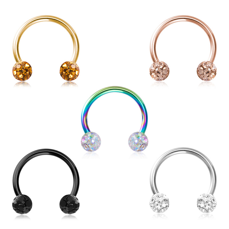 1 peça anéis de septo de nariz ferido brilhante ferradura piercing joias 16g cartilagem helix tragus brincos argola lábio piercing retentor 8mm