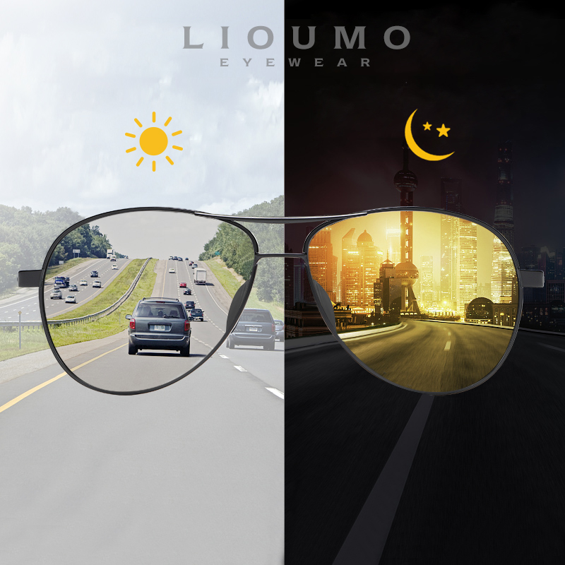 LIOUMO – lunettes de soleil d'aviation pour hommes et femmes, à la mode, polarisées, pour la conduite, photochromiques, anti-éblouissement, lentes de sol hombre