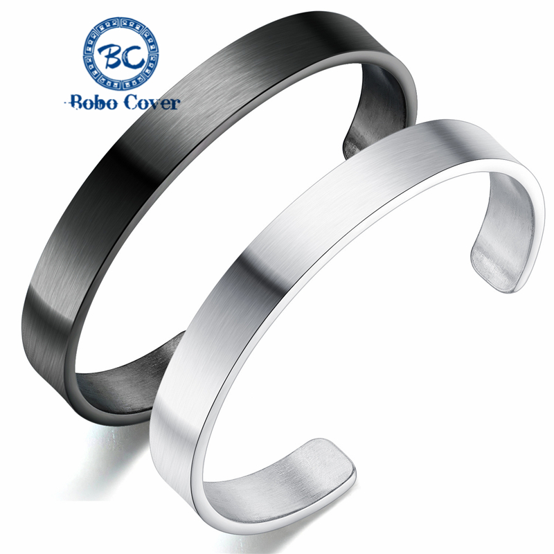 Klasik Mode Terbuka Gesper Datar Gloss Pria Manset Gelang Berkualitas Tinggi Stainless Steel Gelang Pria Temperamen Perhiasan