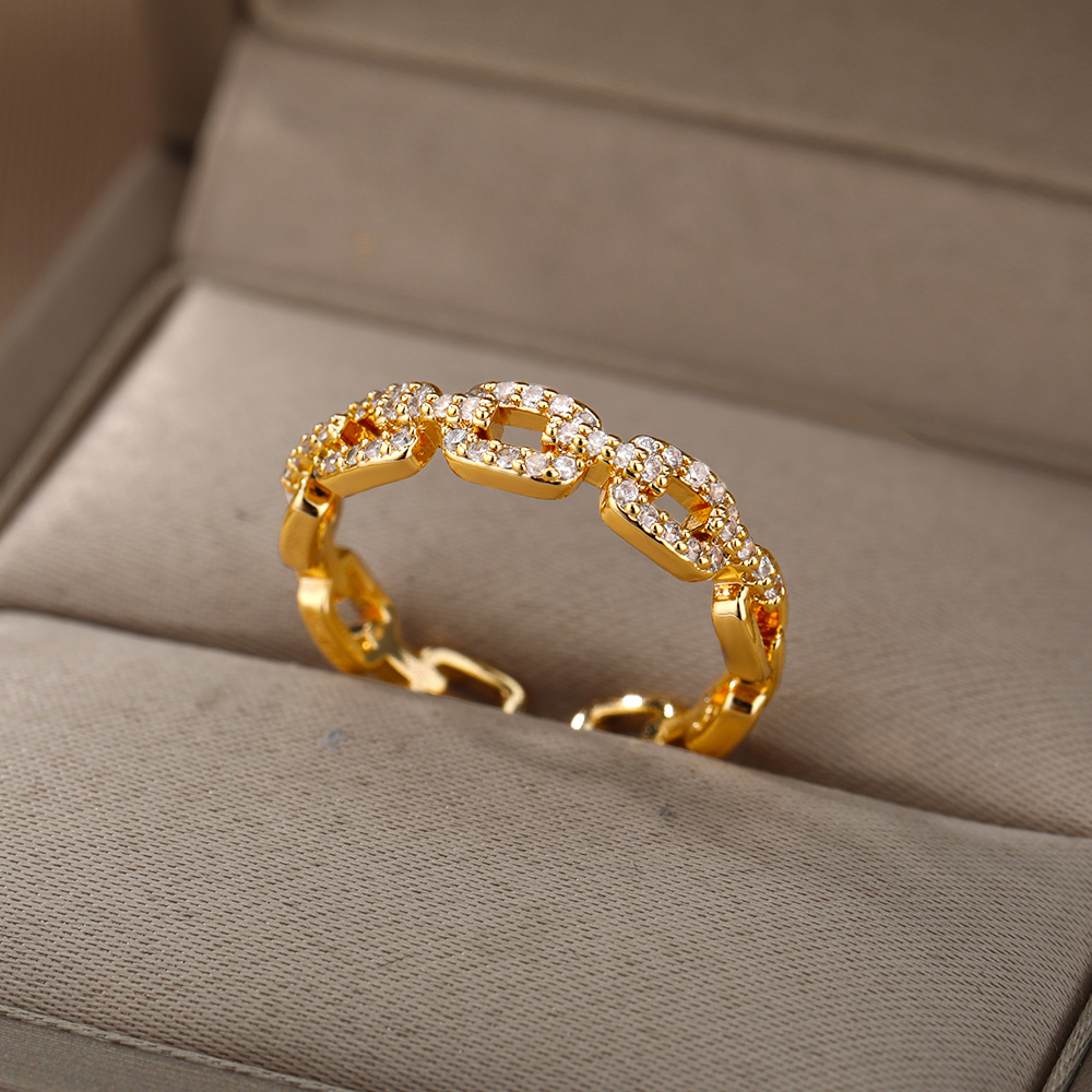 Cổ Điển Xoắn Dây Chuyền Mở Cho Nữ, Nhẫn Nữ Đính Đá Zircon Thép Không Gỉ Hình Học Xoắn Quấn Nhẫn Đôi Nhẫn Cặp Giáng Sinh Thẩm Mỹ Trang Sức