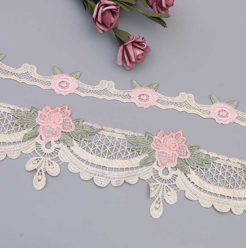 1 yarda de tela de encaje rosa bordada, cinta decorativa para coser, estilo bohemio, decoración DIY para vestidos y cortinas