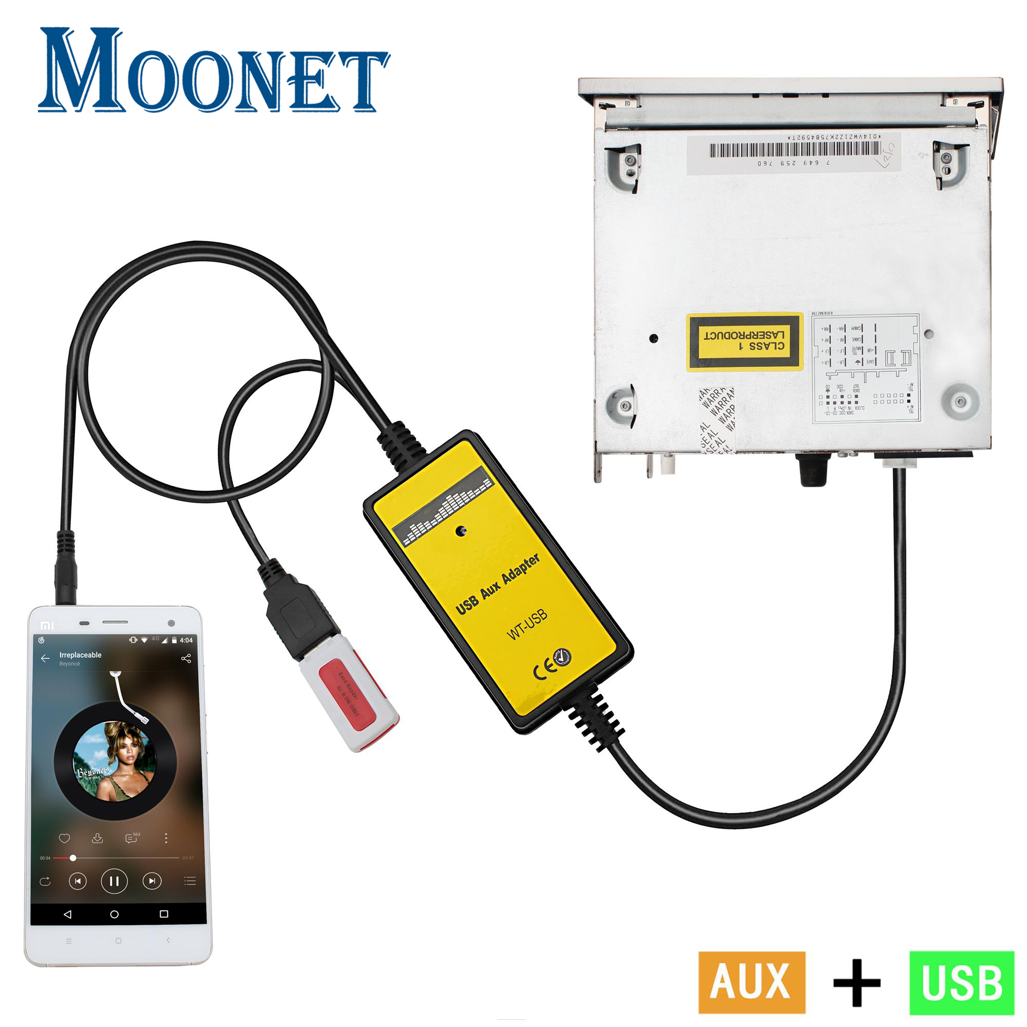 Автомобильный USB/AUX-адаптер Moonet для подключения CD-чейнджера для Audi, Skoda, Volkswagen Tiguan, Touran, T5, Golf, Passat
