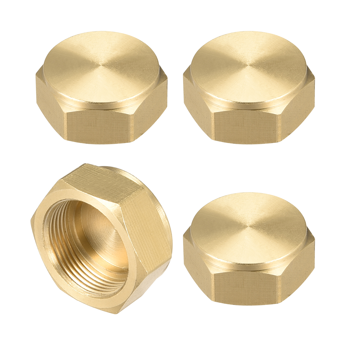 Uxcell-Tapa de válvula de ajuste de tubo hembra de latón, Conector de enchufe de extremo de cabeza hexagonal, M20x1.0, 4 Uds.