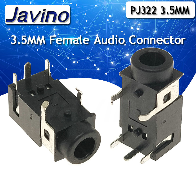 10 pcs PJ322 3.5mm Konektor Audio Perempuan 5 Pin SMT Headphone Jack Socket PJ-322 PCB Mount Stereo Jack Javino