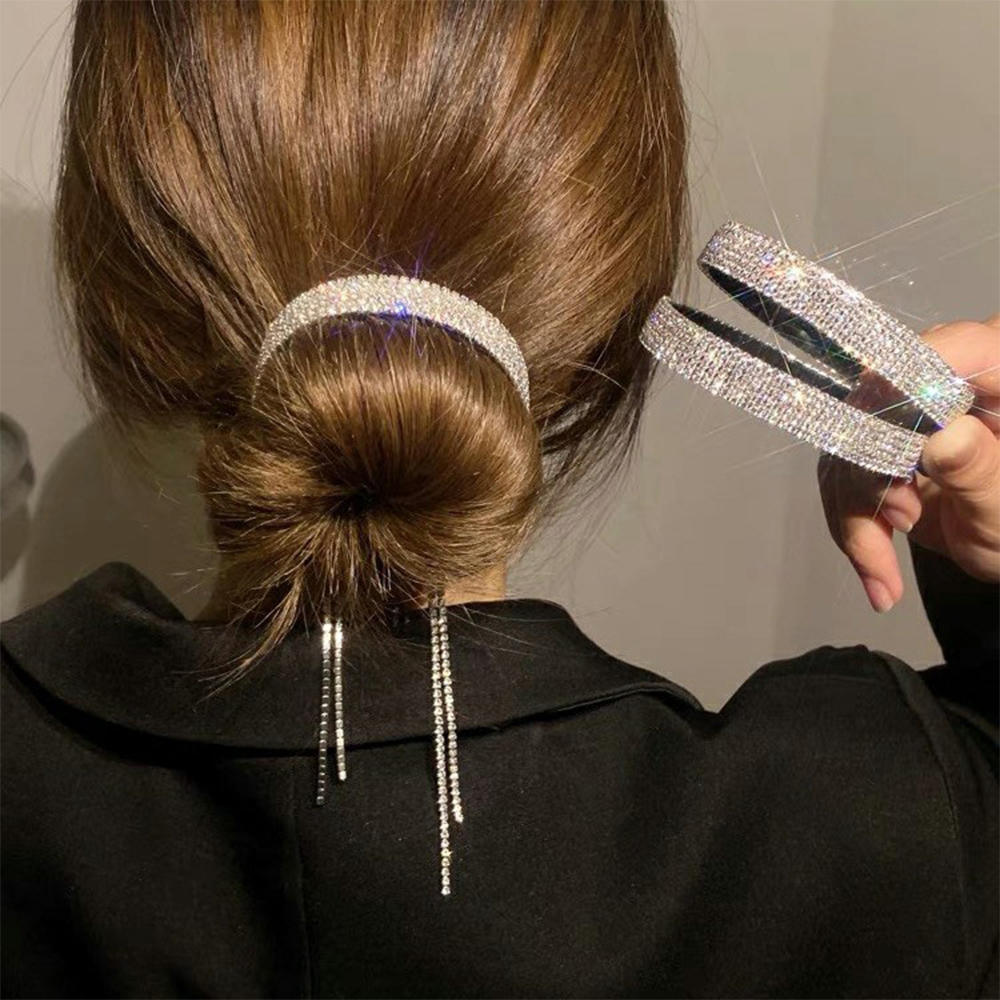 FORWOT-Pinzas para el cabello con borla de diamantes de imitación para mujer, pinzas para el cabello, pasadores, horquilla, diadema, accesorios para el cabello de moda, lujo elegante