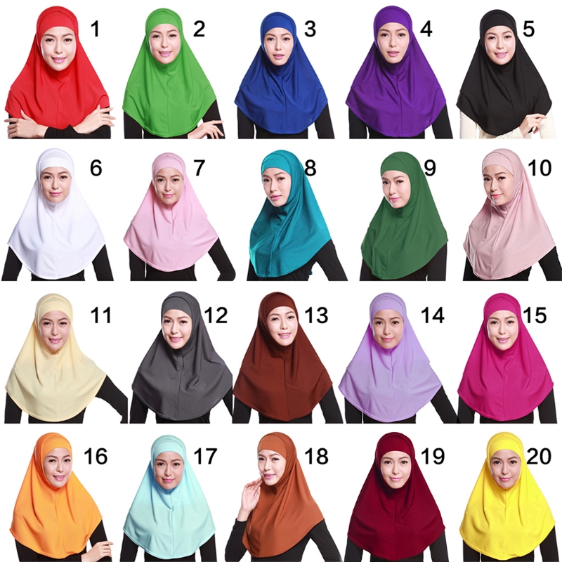 Frauen 2 Stück Einfarbig Amira Jersey Moslemischer Hijab Weiche Baumwolle Stretch Kopf Schal mit Rohr Inneren Underscarf Haube