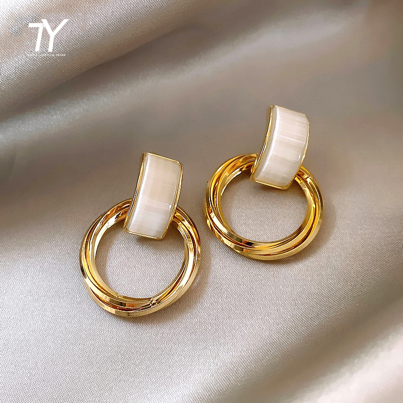 2025 neue High Sense Opal Kreis Anhänger Baumeln Ohrringe Fashion Party Luxus Zubehör Sexy Koreanische Mädchen Schmuck Für Frau