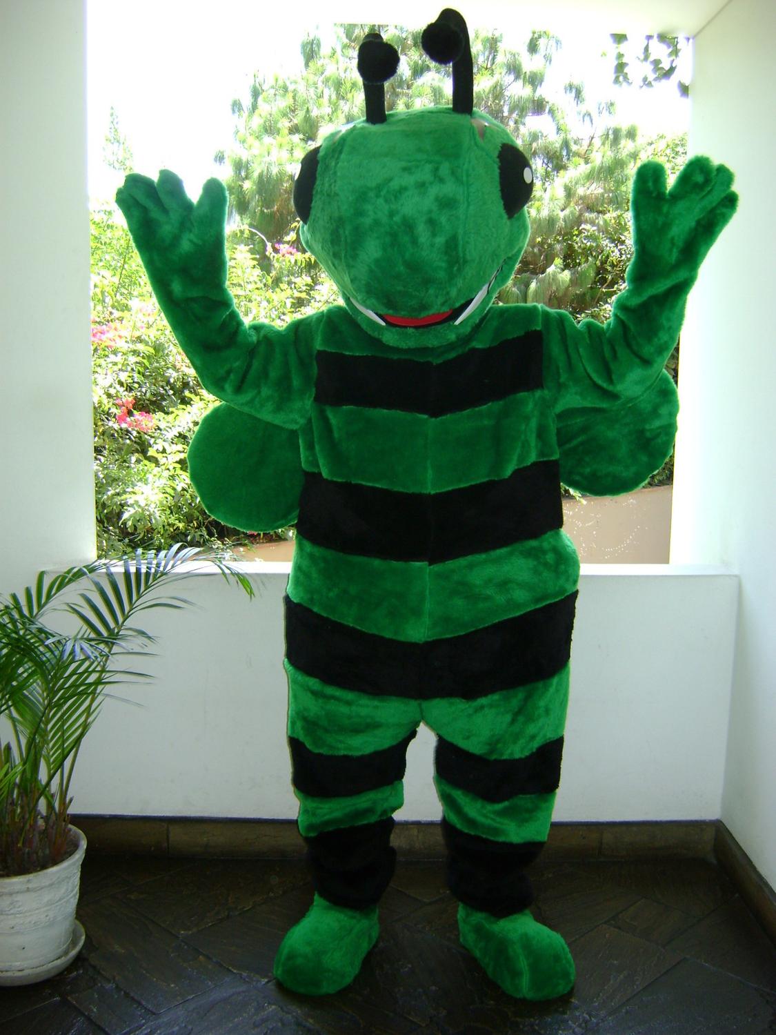 Kostum Maskot Lebah Hijau Mewah Versi Baru Gaun Indah Pesta Ulang Tahun Dewasa Pakaian Cosplay Halloween Natal
