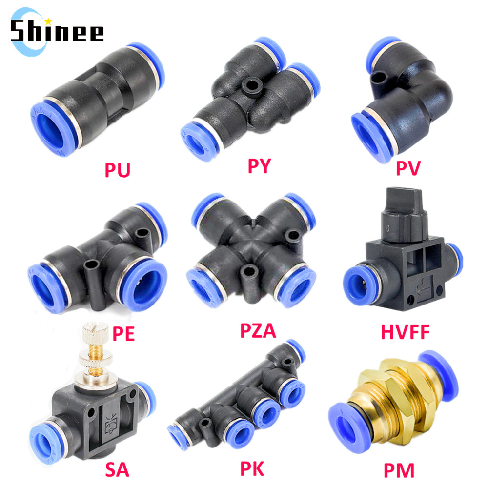 Khí Nén Lắp Đầu Nối Ống Ống Không Nhanh Phụ Kiện Đẩy Nước Trong Ống Couping 4Mm 6Mm 8Mm 10mm 12Mm 14Mm PU PY PK PE PV SA