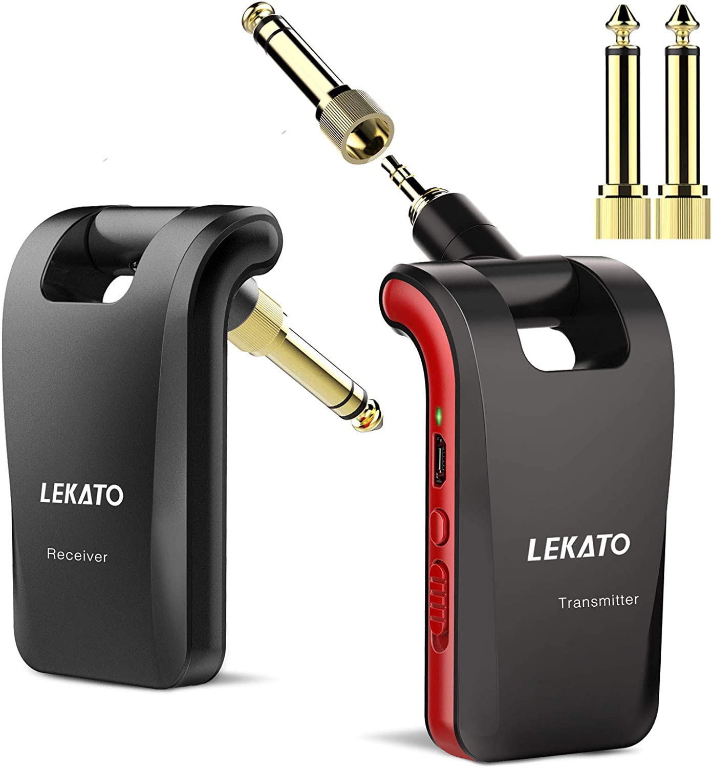 LEKATO WS-60 bezprzewodowy System gitarowy 2.4 GHz bezprzewodowy nadajnik gitarowy odbiornik Stereo 2 w 1 wtyczki 6 kanałów gitara bezprzewodowa