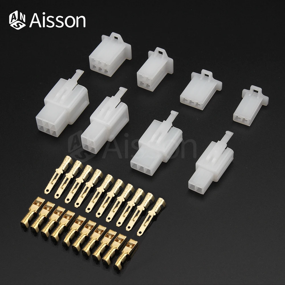 10 Sets 2.8mm Connector 1/2/3/4/6 Pin Electrical Wire Connector Male Female Cable Terminal Plug Kits Cars Motorcycles