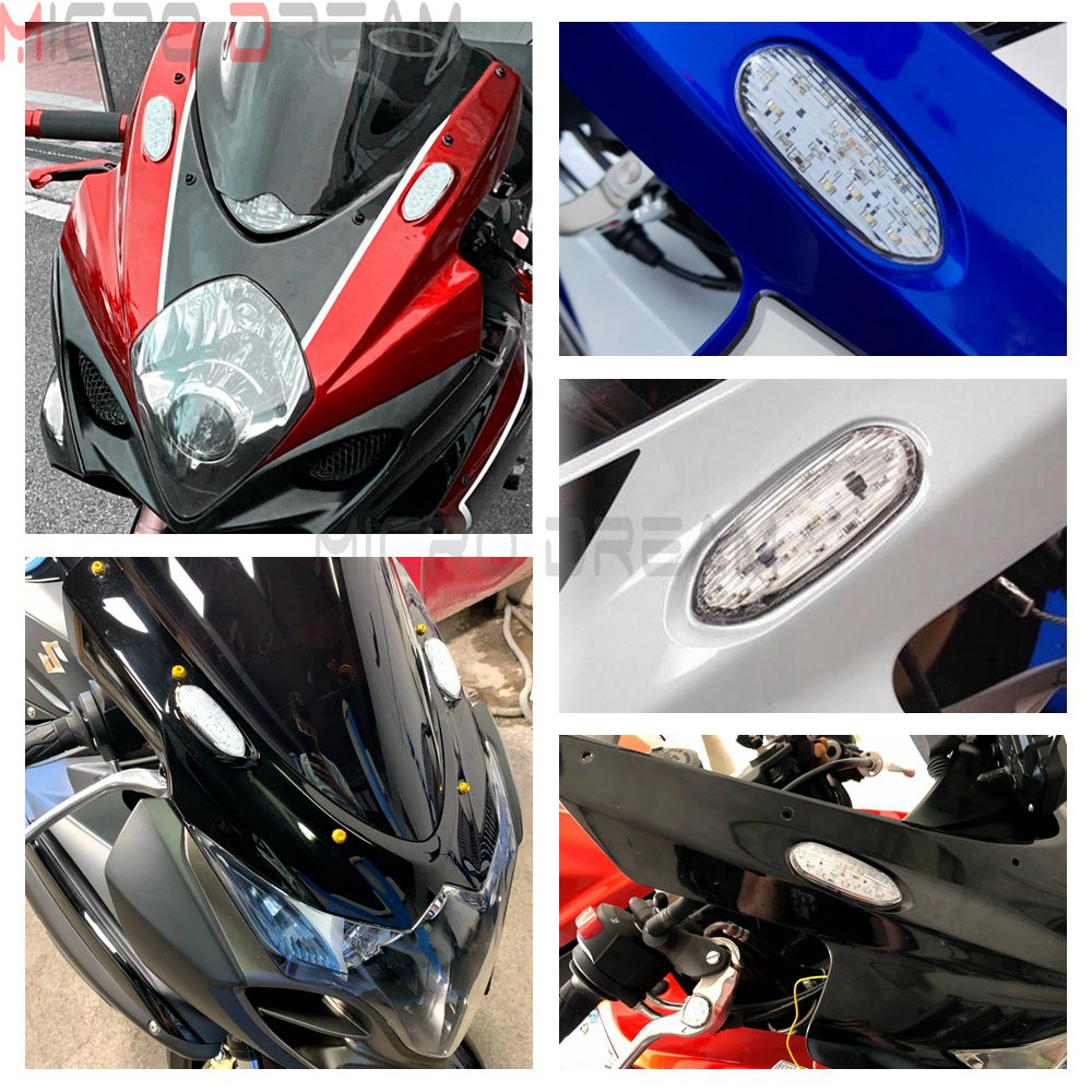 สัญญาณไฟเลี้ยวLED Amberเปลี่ยนFlush Mountตัวบ่งชี้Flasherที่กำหนดเองสำหรับSuzuki GSXR GSX-R 600 750 1000 2005 2006-2016