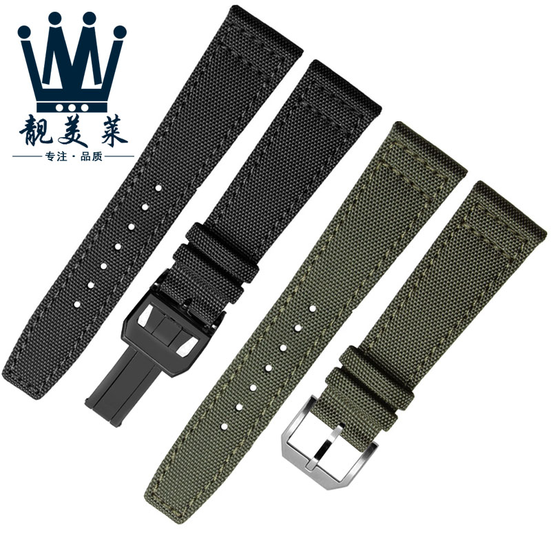 ผ้าใบไนลอนสำหรับ IWC นักบินโปรตุเกส Portofino นาฬิกา20มม.21มม.22มม.สีดำ Armygreen blue สายรัดข้อมือ