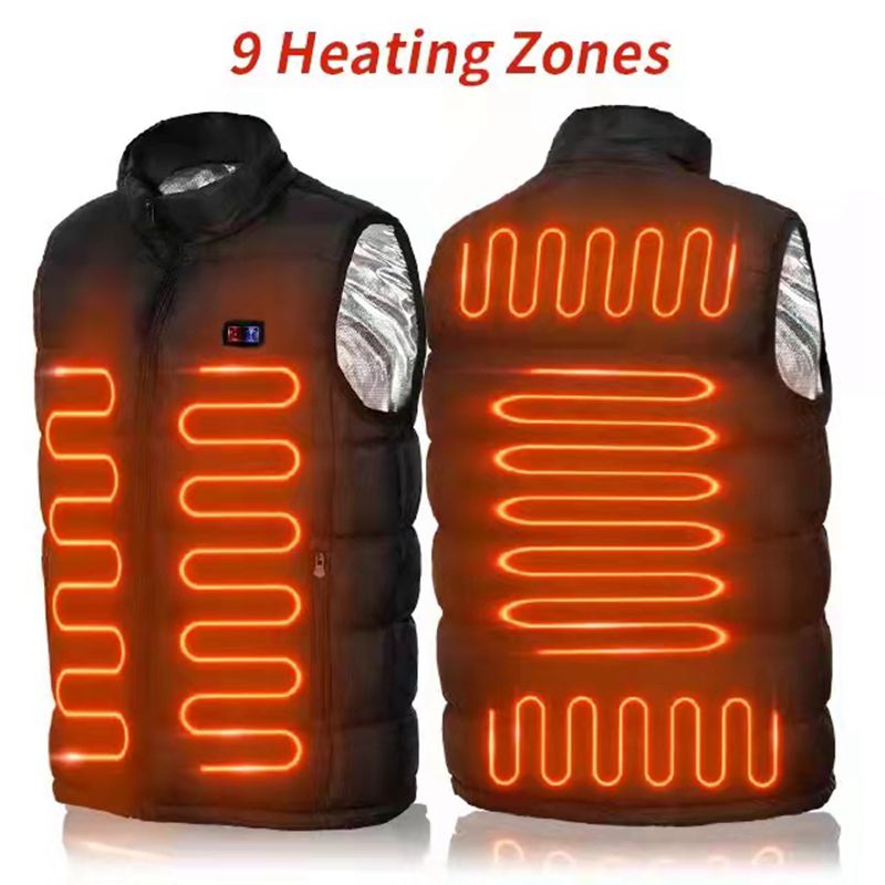 Interruptor duplo 9 lugares colete aquecido dos homens usb jaqueta aquecida colete de aquecimento roupas térmicas caça colete inverno moda jaqueta de calor