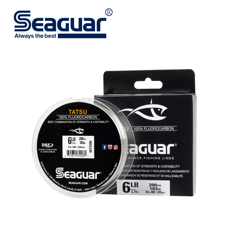 SEAGUAR TATSU Fluorocarbon Fishing Line Linhas Pesca 183M Carbon Fiber JAPAN Monofilament Freshwater Fishing Tackle 6LB-12LB