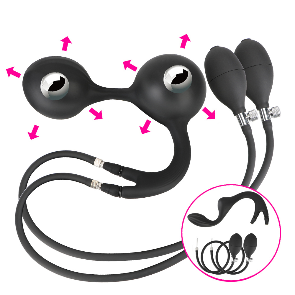 Aufblasbare Anal Plug Mit Metall Ball Vaginal Anal Dilatator Dildo Pumpe Prostata-massagegerät Doppel Ball Big Butt Plug Paar Sex Spielzeug