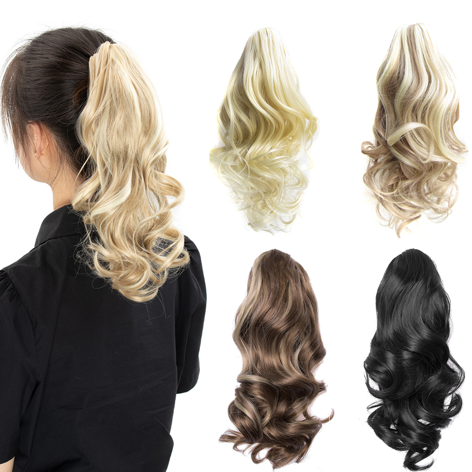 Boymia rabo de cavalo grampo de cabelo em ondulado rabo de cavalo 14 polegadas cabelo loiro sintético extensão natural grampo de cabelo para mulher sphw