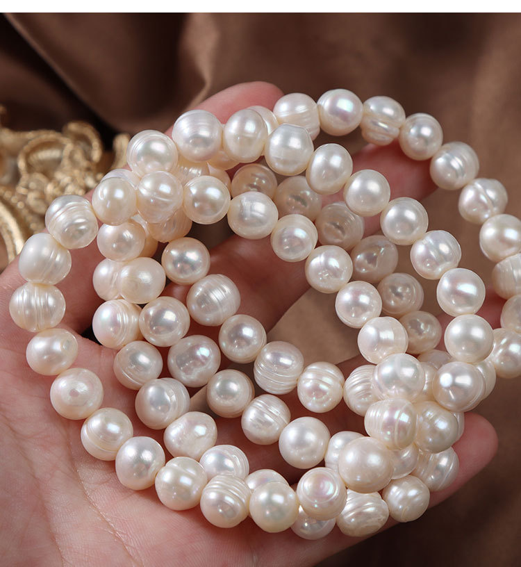Elegante natuurlijke zoetwaterparel armbanden voor vrouwen witte barokke parel charme elastische armband fijne sieraden bruiloft 8-9 mm