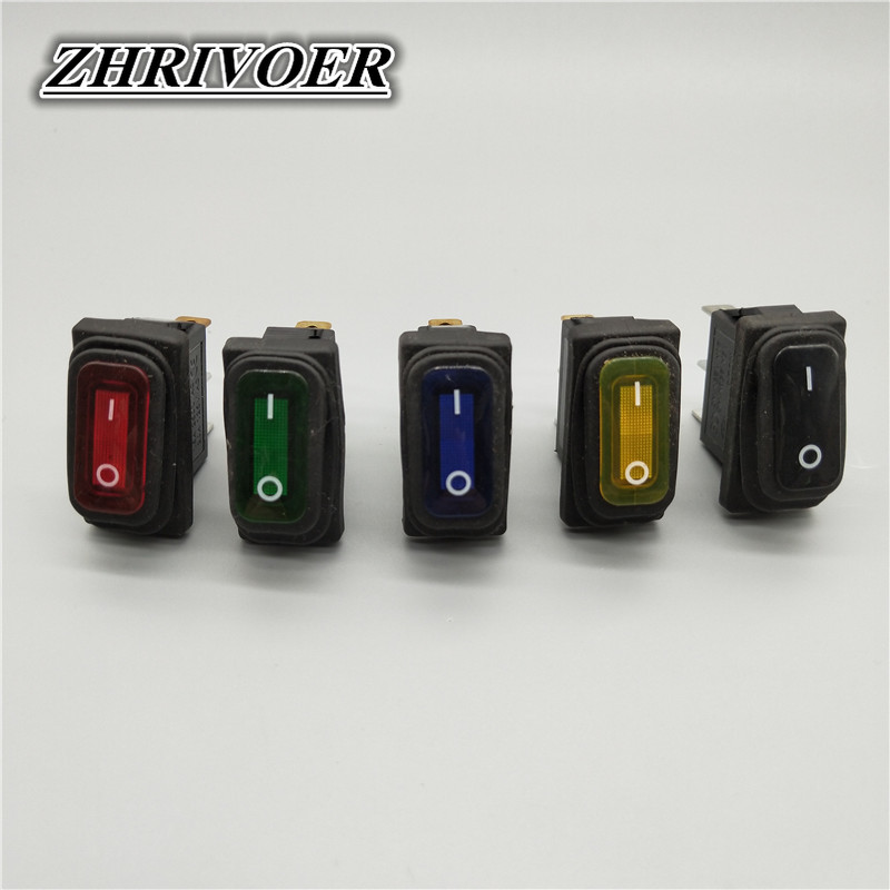 Interruptor basculante largo rectangular de encendido y apagado, luz LED de 12V/220V, impermeable IP67, cubierta de salpicadero de coche, 3 pines/2 pines, KCD3