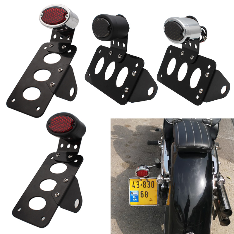 Motorrad Seite Montieren LED Rücklicht w/Lizenz Nummer Platte Halterung Für Harley Sportsters Bobber Chopper Rück Stopp Licht