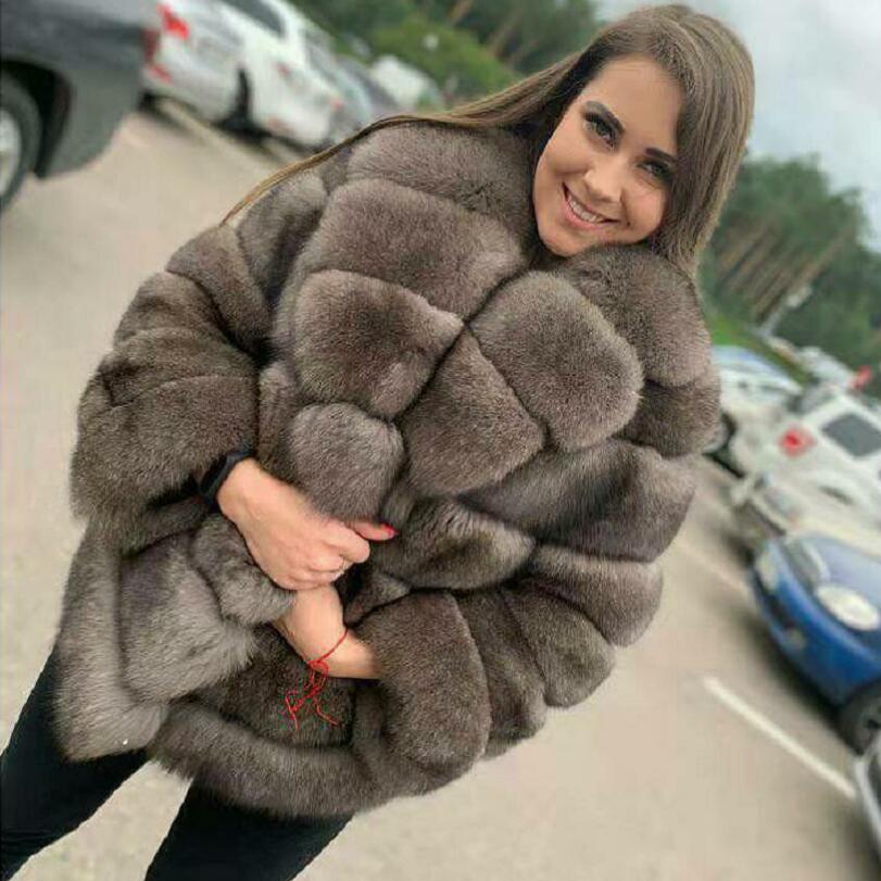 Casaco de pele de raposa real feminino destacável transformar jaqueta colete removível grosso quente pele sólida moda de luxo