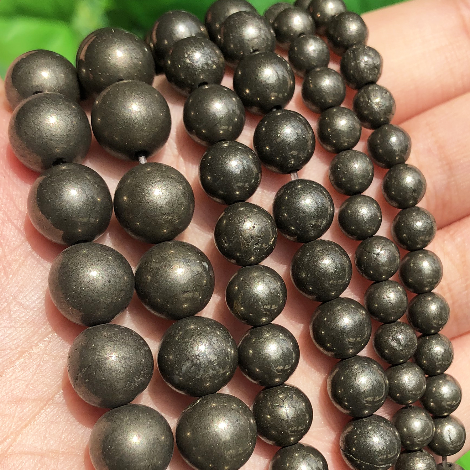 Natural Stone Iron Pyrite Spacer Beads for Jewelry Making 4 6 8 10mm Round Loose Beads DIY Bracelet Accessories 15''inches
