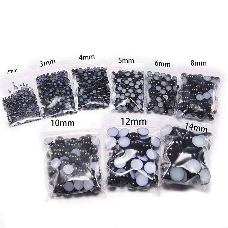 Nachahmung ABS Perle Perlen Flache Rückseite 2 3 4 5 6 8 10 12 14mm Schwarz Weiß Cabochon Halbrunde Perle Scrapbook Dekoration DIY Schmuck
