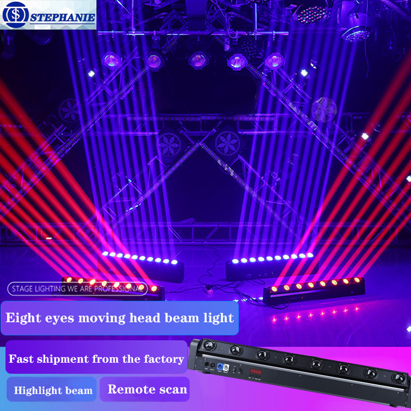 Lampu Sorot disko DJ RGBW pengontrol suara lampu kepala bergerak cahaya sinar 8 mata harga pabrik efek pencahayaan panggung untuk pernikahan Bar