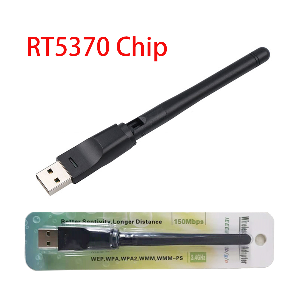 Adaptador WiFi USB inalámbrico 2,4G 150M antena Wifi de 2DB tarjeta de red WLAN receptor WiFi USB Chip RT5370 para PC TV Box