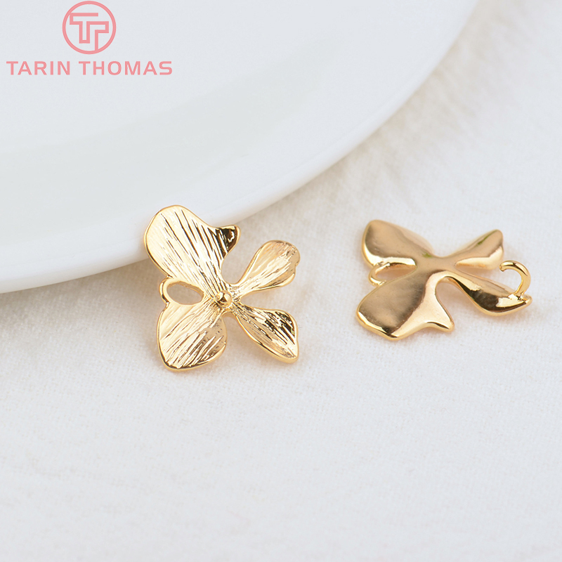 (832)10 Buah 15.4X15.5MM 24K Warna Emas Kuningan Bunga Jimat Liontin Kualitas Tinggi Diy Perhiasan Temuan Anting Aksesori