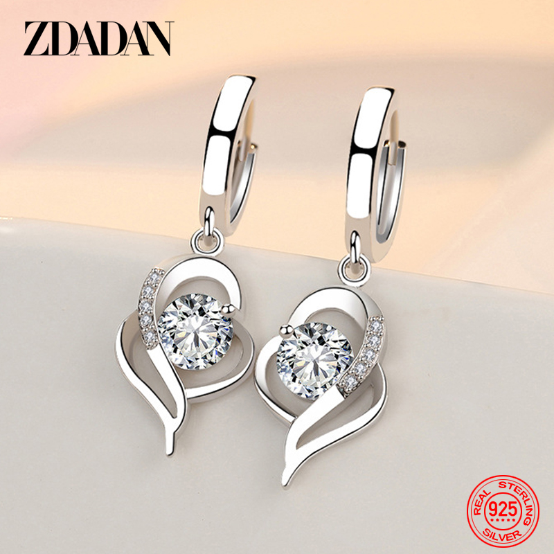 ZDADAN-pendientes de circonita de cristal para mujer, de Plata de Ley 925, joyería de moda