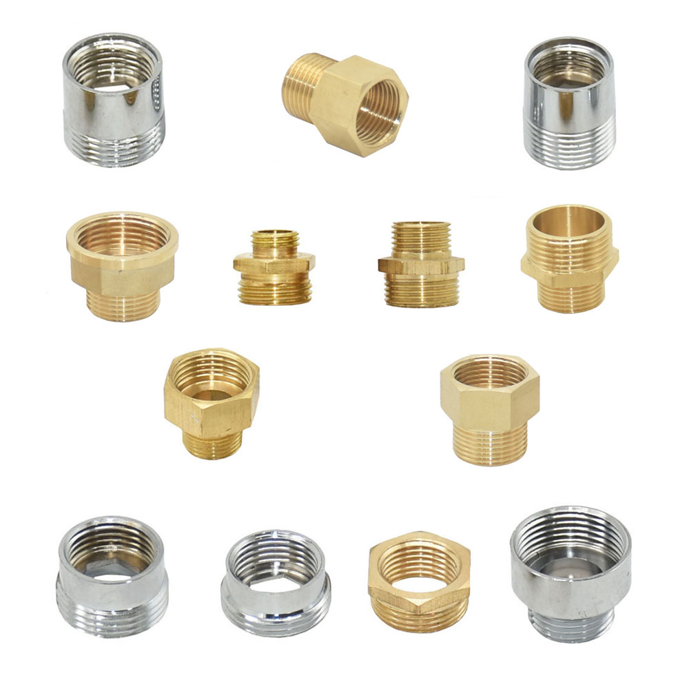 Conector de rosca de latón de 1/2 "a 3/4 3/8 1 pulgada, junta reductora de reparación para grifo, acoplador de ducha de baño, adaptador de burbujeador de cobre