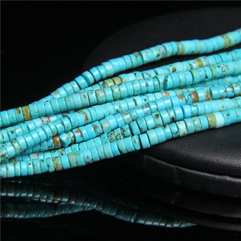Perle de pierre Turquoises naturelles, rondelles bleues en forme de Cube, perles d'espacement amples pour la fabrication de bijoux, accessoires de Bracelets et de colliers à faire soi-même