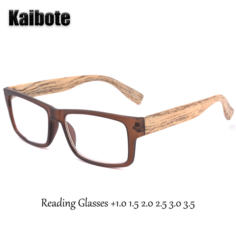 KBT Gafas de lectura clásicas de imitación de madera para hombres y mujeres, anteojos de lectura rectangulares, presbicia + 1,0 1,5 2,0 2,5 3,0 3,5