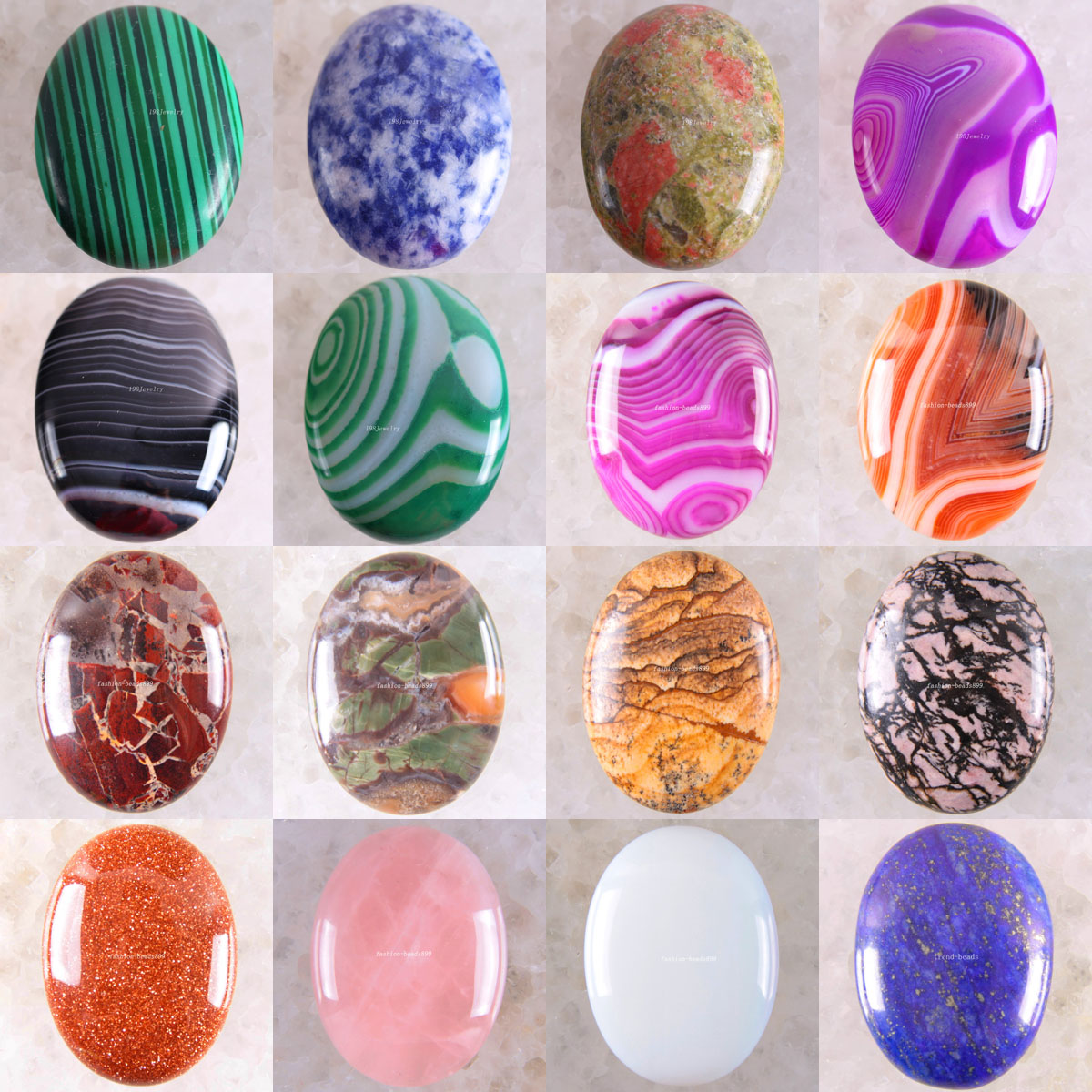 1 szt. 40x30MM Owalny Kaboszon do Wyrobu Zawieszek, Naturalny Kamień, Koralik, Tygrysie Oko, Onyks, Opal, Onyks, Różowy Kryształ, Kwarc, Kaboszon