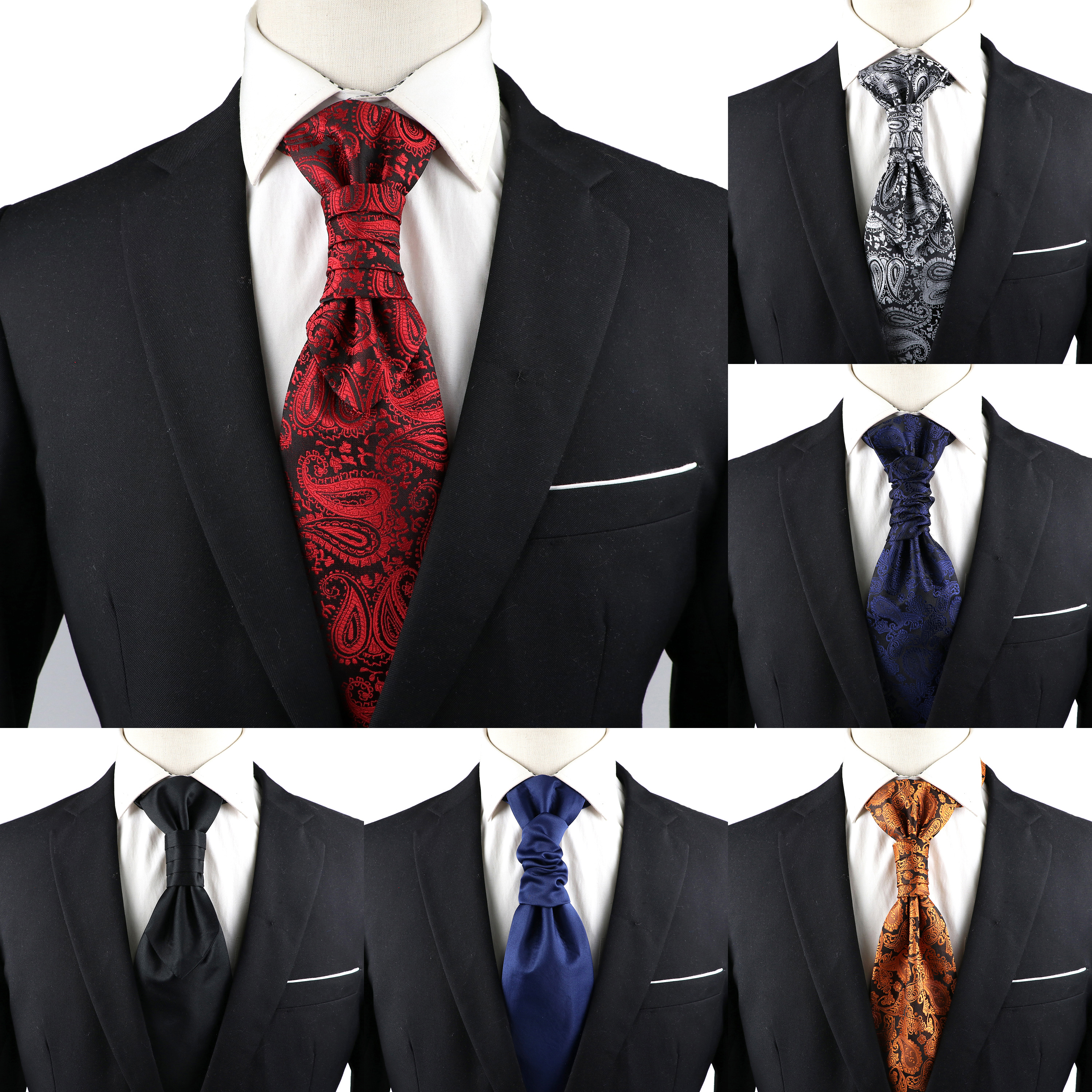 Gravata paisley masculina de luxo, vermelho, preto, azul, smoking, colete, ascots, pescoço, nó amarrado, para negócios, festa de casamento, acessórios de cavalheiro