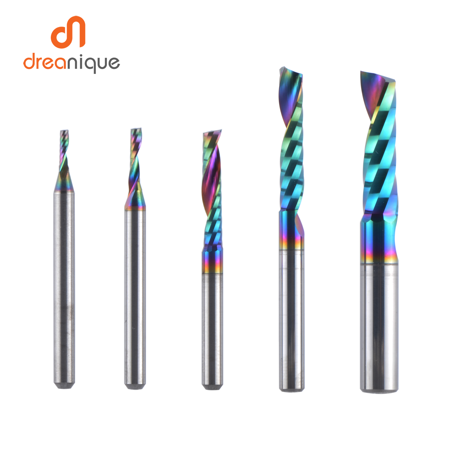 1pc AAAAA Single Flute Carbide Spiral End Mill 3.175, 4, 5, 6 mm Spiral Aluminium Mill 3D Engraving Woodworking Acrylic DLC