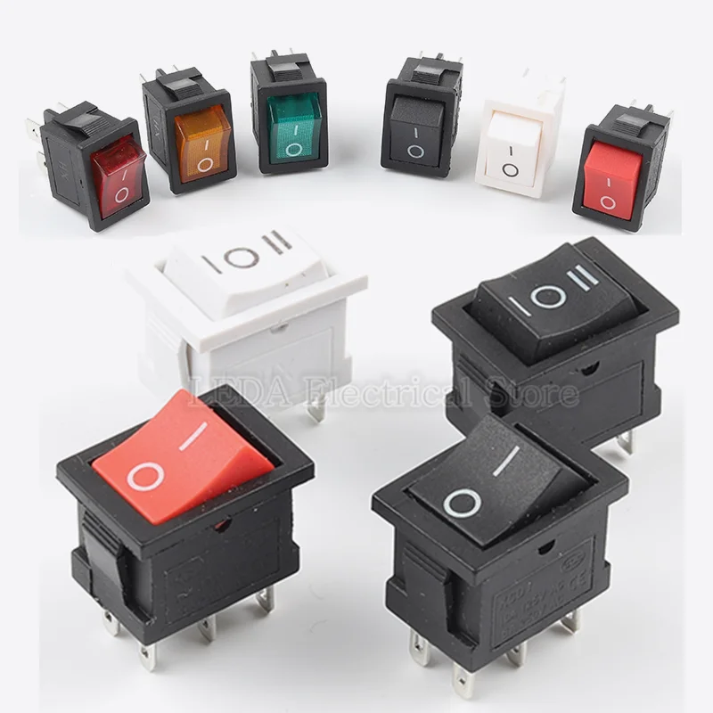 5Pcs KCD1 4Pin 6Pin 6A 250VAC 10A 125VAC 21X15mm Snap Rocker Switch ON OFF ON Interruptor Reed Interupteur Schakelaar