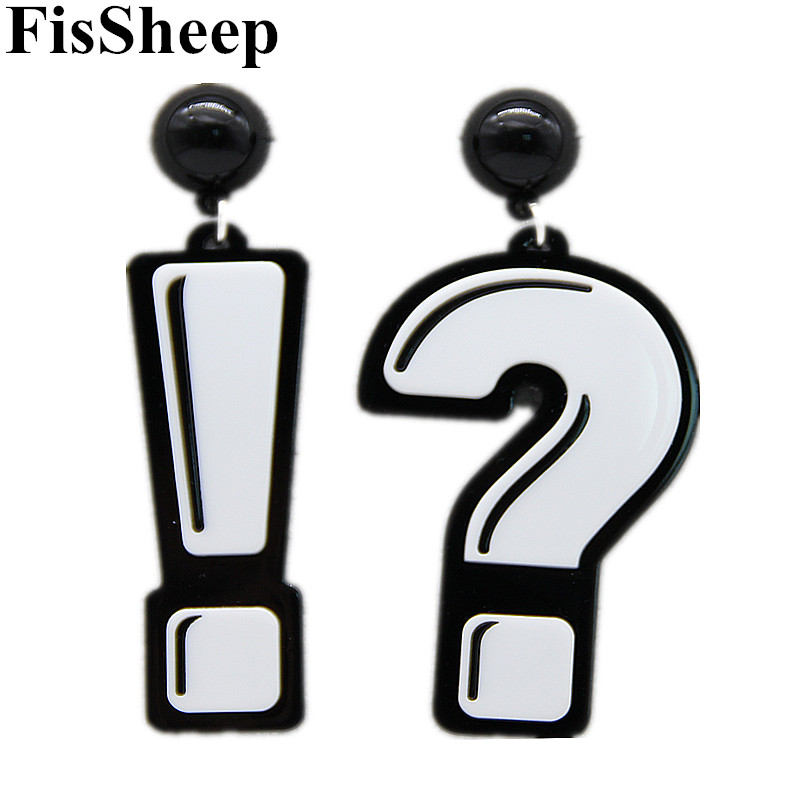 FishSheep-pendientes acrílicos con signo de exclamación para mujer, aretes largos y divertidos, joyería coreana para fiesta