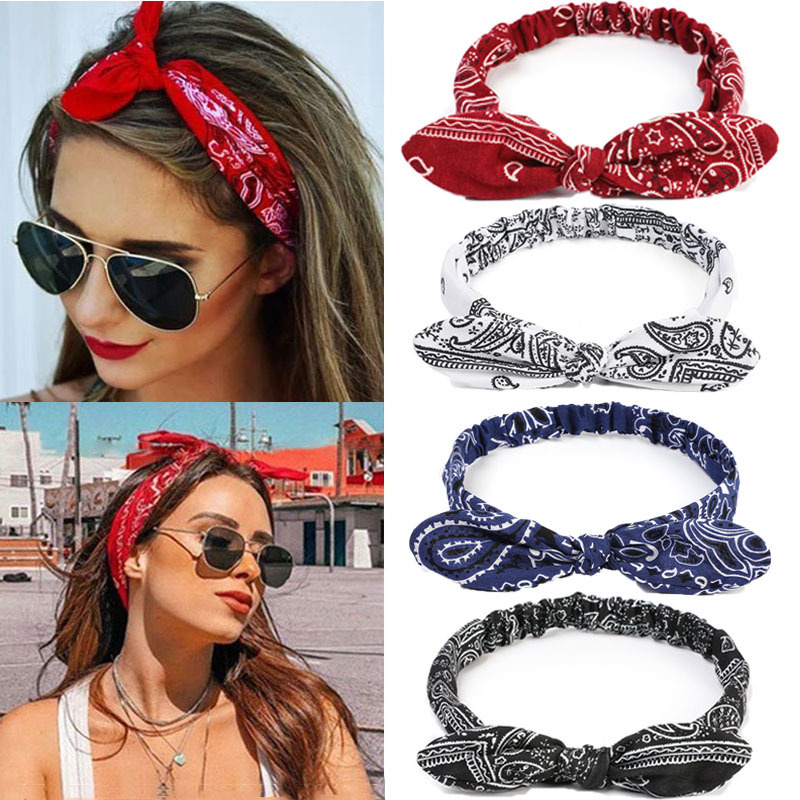 Nieuwe Vrouwen Boho Zachte Effen Print Hoofdbanden Vintage Cross Strik Elastische Haarbanden Haar Tie Tulband Bandana Meisje Haar Accessoires