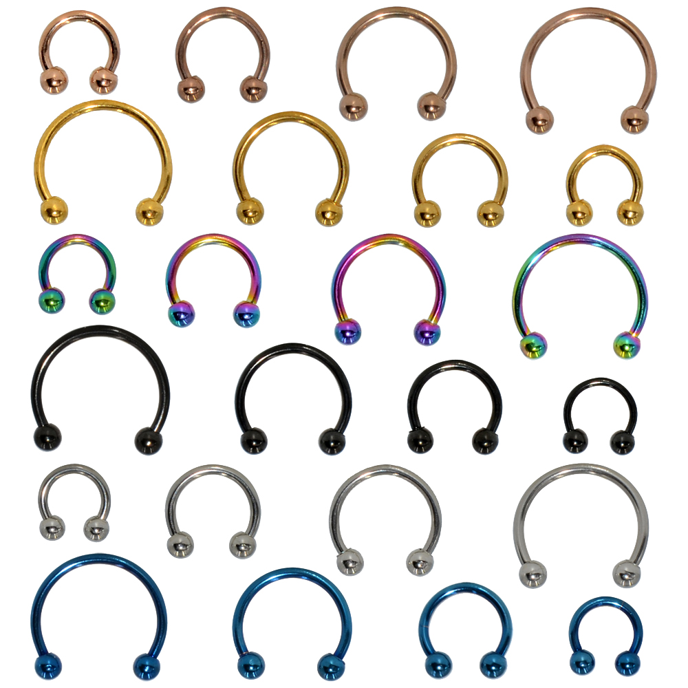 Anneau de nez en acier inoxydable, 2 pièces, anneaux à lèvres, boucles d'oreilles, boule de perçage circulaire, cerceau en fer à cheval, bijoux de corps