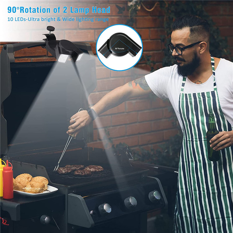Podwójna głowica Grill Lights Odporna na ciepło wielofunkcyjna nocna lampa LED do wędkowania do grillowania Super jasna elastyczna przenośna obrotowa