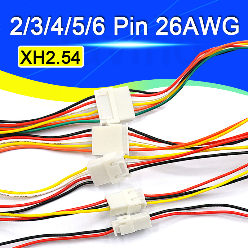 10-100 Uds XH2.54 2/3/4/5/6 Pin paso 2,54mm Cable conector XH enchufe macho y hembra Cable de carga de batería 200MM de longitud 26AWG
