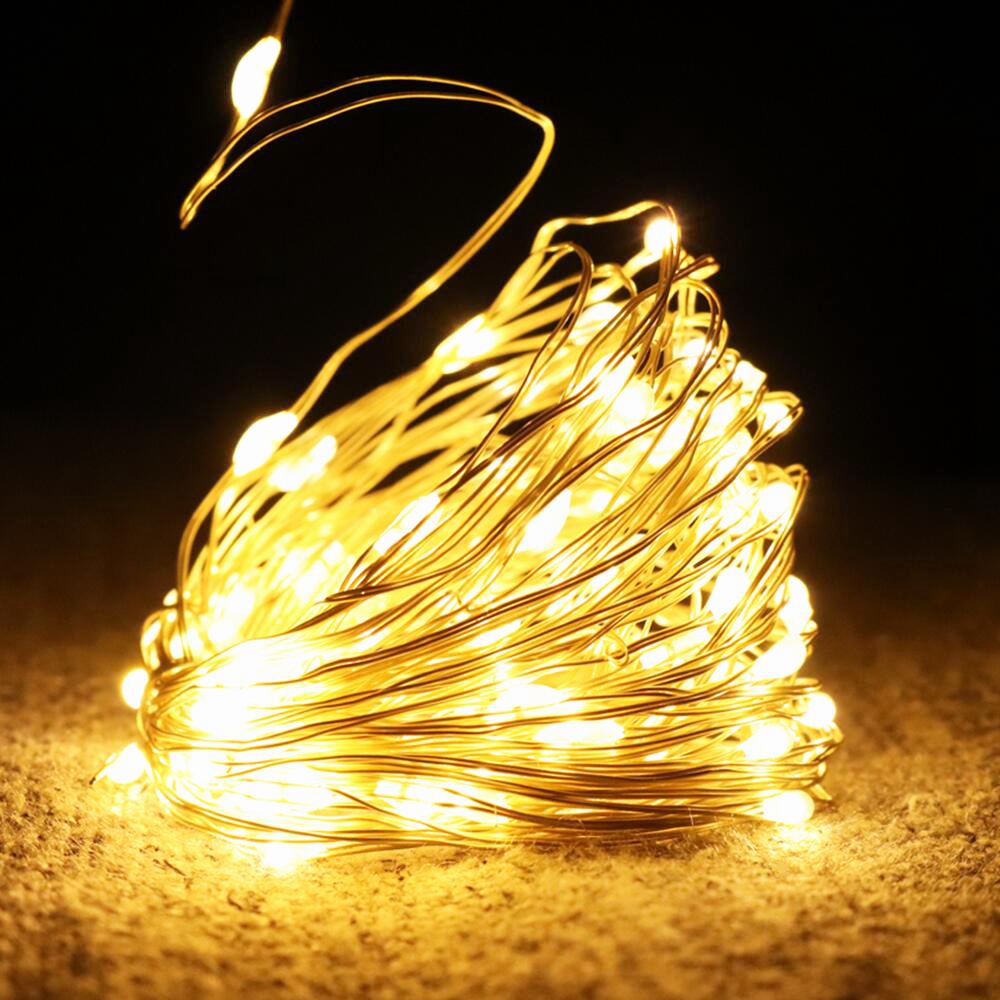 Guirlande lumineuse féerique à Led, fil de cuivre, 1M 2M 5M10M, guirlande d'éclairage à batterie pour noël, chambre à coucher, décoration de fête de mariage