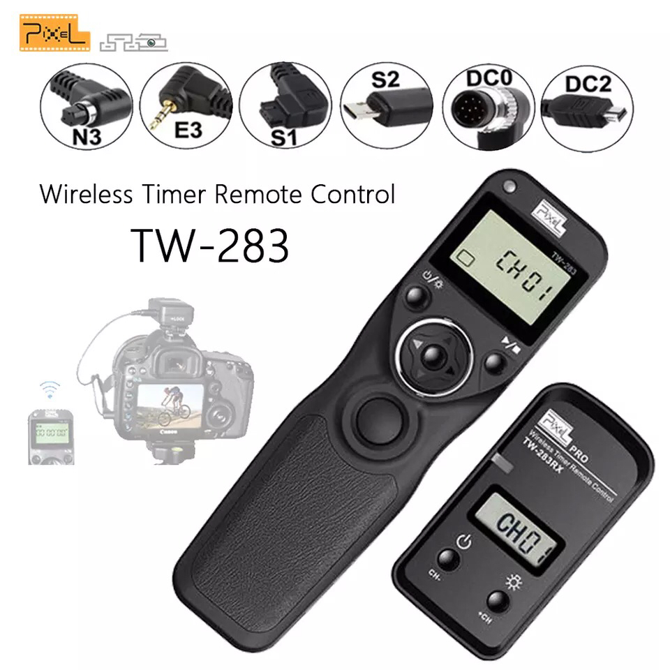 Pixel TW-283 Беспроводной таймер с дистанционным управлением и спуск затвора (DC0 DC2 N3 E3 S1 S2) Кабель для камеры Canon Nikon Sony TW283 VS RC-6