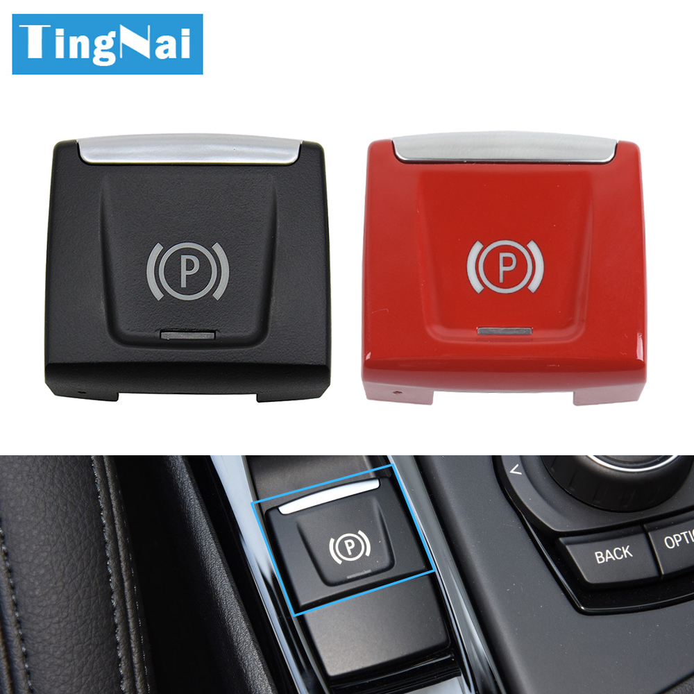 Pengganti Tombol Sakelar Rem Parkir Elektronik Hitam Merah untuk BMW X1 F48 F49 X2 F39 2 Seri F45 F46