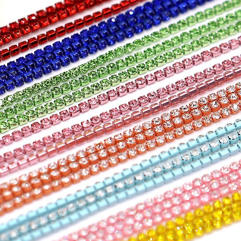 Catena con strass in cristallo con fondo colorato da cucire su catena con tazza in pietra Gule su accessori fai da te con finiture in strass