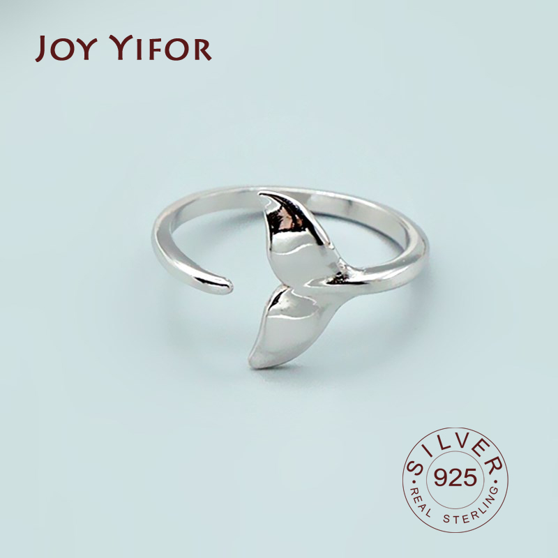 Anillos ajustables de cuento de peces geométricos de Plata de Ley 925 de alta calidad para mujer, joyería al por mayor